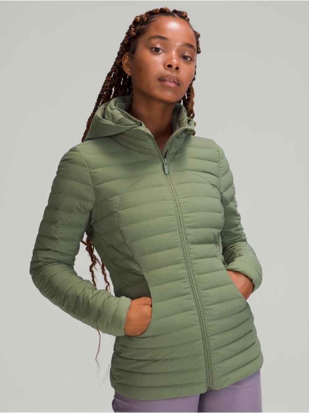 Lululemon Pack it Down Goose Down Puffer Packable Lightweight Jacket Twill Green